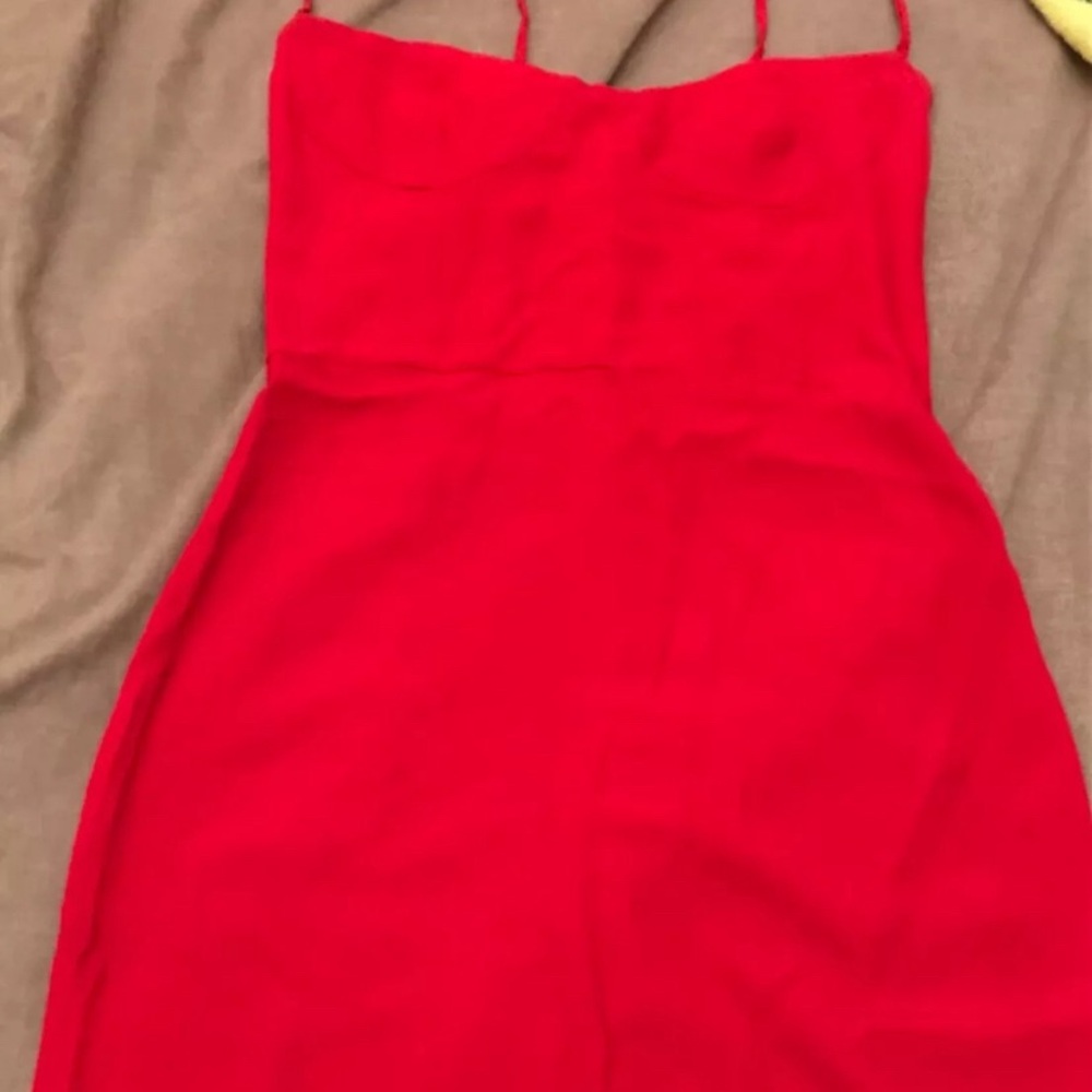 Reformation Cherry Red Sweetheart Midi Dress 10